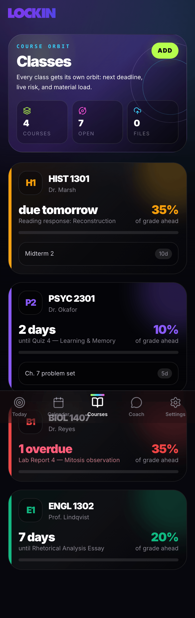 LOCKIN app demo screenshot